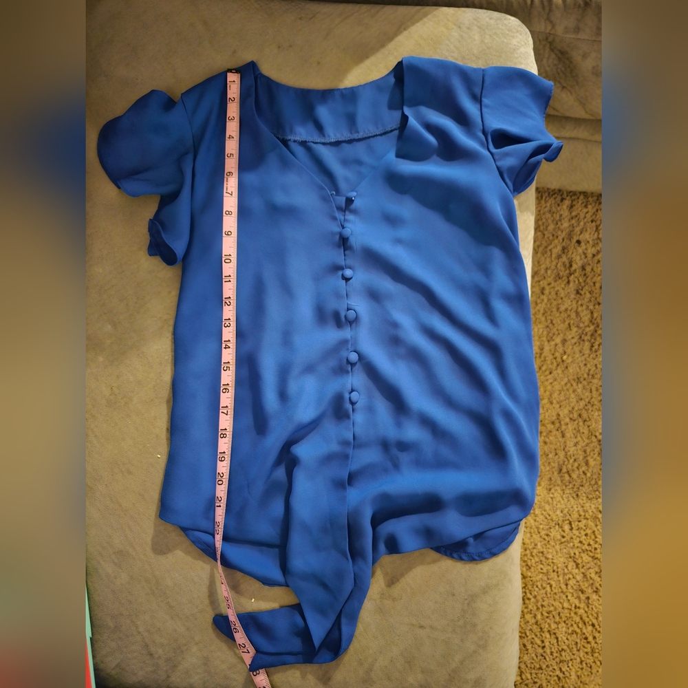 Blue Button-Down Blouse - Picture 3 of 3